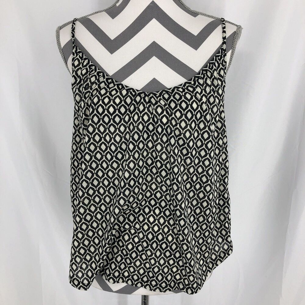 H&M Black White Geometric Sleeveless Spaghetti Strap Cami Top Small